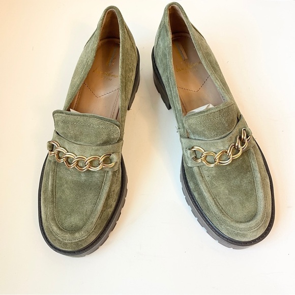 Sam Edelman Green Suede Taelor Chunky Platform Loafers - Picture 1 of 7